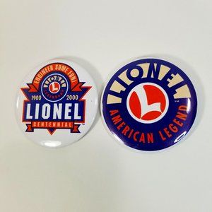 Lionel Train Buttons 2 Count 3in Vintage Pins
